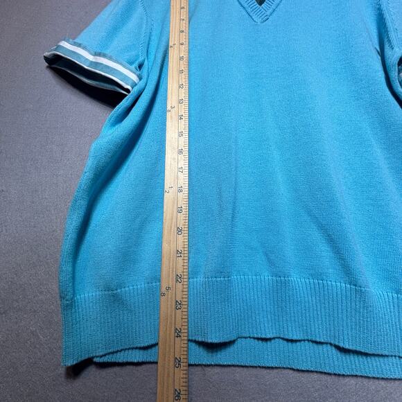 Van Heusen V-Neck Layered Sweater Shirt XL Built In Striped Collar Preppy NWT - Picture 6 of 7